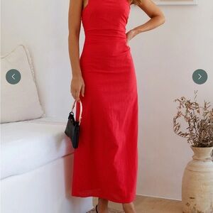 Fortunate One Scarlet Hues Halter Maxi Dress Red Size S